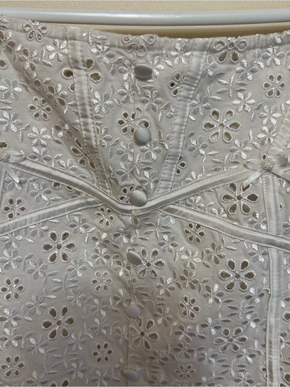For Love and Lemons White Unlined Sophie Eyelet Skirt Mini Small Bachelorette - Picture 6 of 11